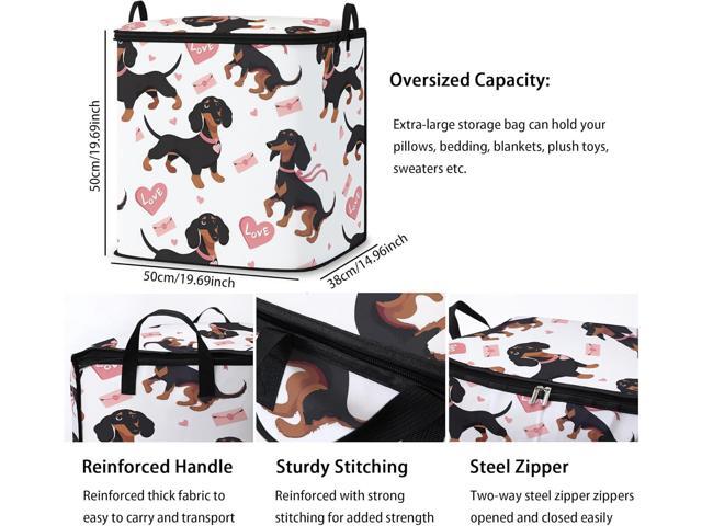 king comforter storage bag,clothes blanket bedding pillow quilt organizer for closet,fabric moving bags with portable handles and zipper 95L(2pack)
