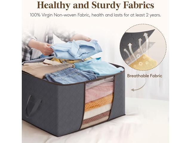 Lifewit 6 Pack Clothes Storage Bins with Lids, Foldable Blanket Storage Bags with Zippers, Clear Window and Reinforced Handles, Closet and...