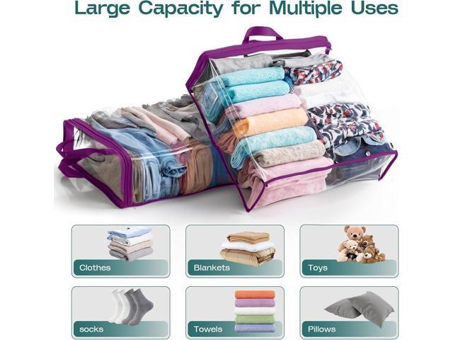 10PACK Clear Zippered Storage Bags for Clothes, 22L Clear Storage Bag, and Blanket Storage Bags for Bedding, Linen, Blankets, Comforters, Clothing...
