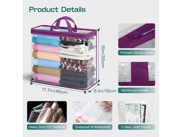 10PACK Clear Zippered Storage Bags for Clothes, 22L Clear Storage Bag, and Blanket Storage Bags for Bedding, Linen, Blankets, Comforters, Clothing...