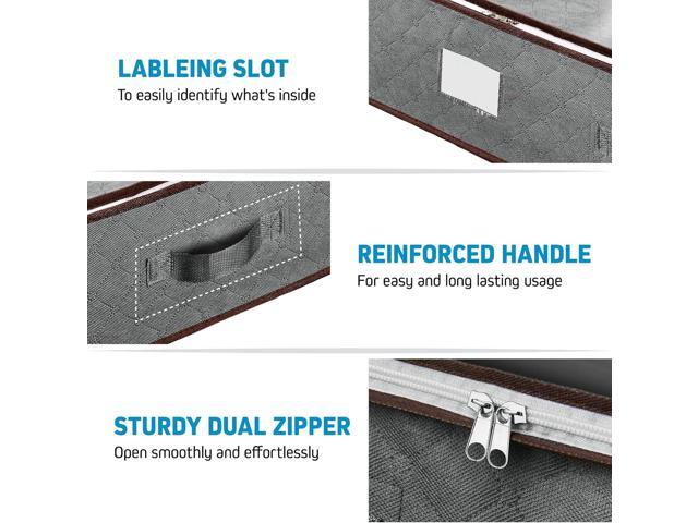 Under Bed Storage Bins - Pack Of 4 Under The Bed Storage Containers For Clothes, Blankets, Winter Clothing, & Shoes - Underbed Storage Containers...