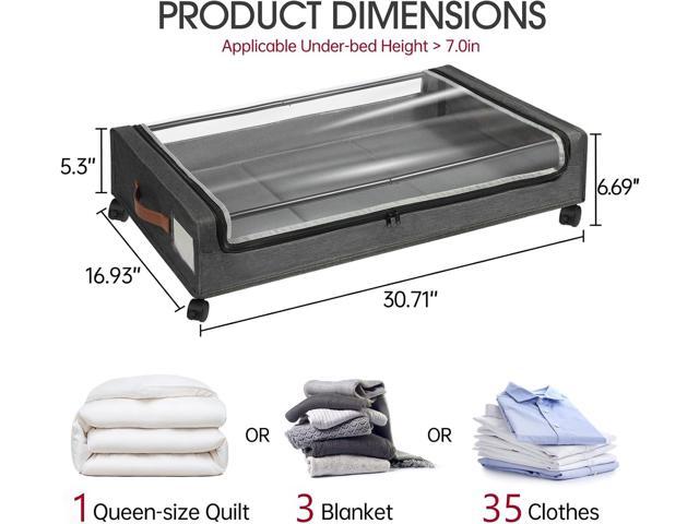 Yecaye Under Bed Storage with Wheels, 2Pack Under Bed Storage Containers, Underbed Shoe Storage Organizer, Rolling Under Bed Metal Drawers for...