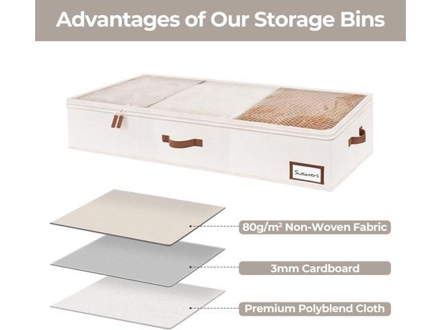 StorageWorks Large Under Bed Storage Containers with Handles and Label Holder, 2 Pack Ultra-thick Fabric Underbed Bins, Closet Organizer for...