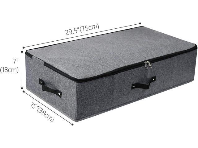 AMJ Foldable Under Bed Storage Basket Container [2 Pack] with Durable Fabric for Clothes, Shoes,Toys, Blanket, Comforter Organizers Bins, Black Grey