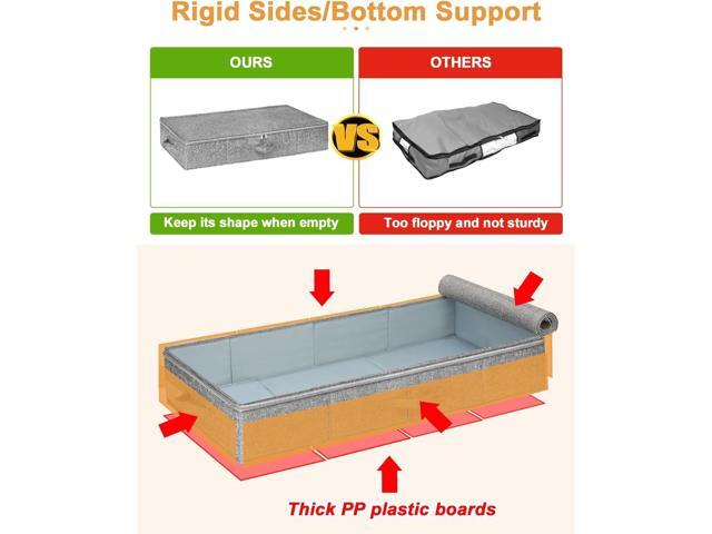 Under Bed Storage, 2 Pack Underbed Storage Container Bags With Lid, Foldable Sturdy Clothes Storage Drawer Organizer W/ 3 Handles, Ultra Thick...