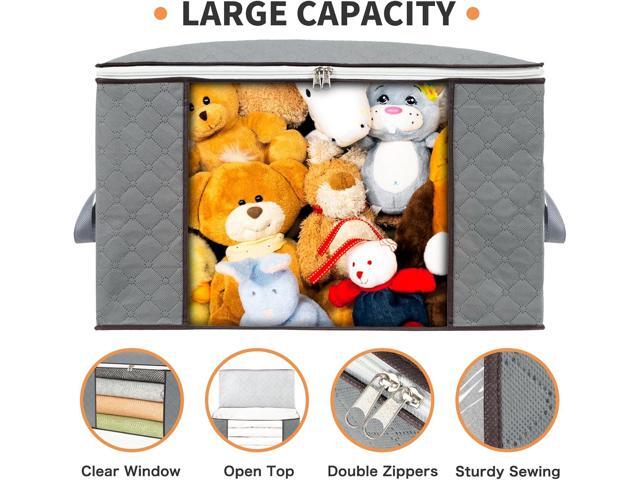combocube 3 Pack Closet Organizers and Storage Containers, Clothes Storage Bins, Storage Bags with Large Clear Window & Handles for King Comforter,...