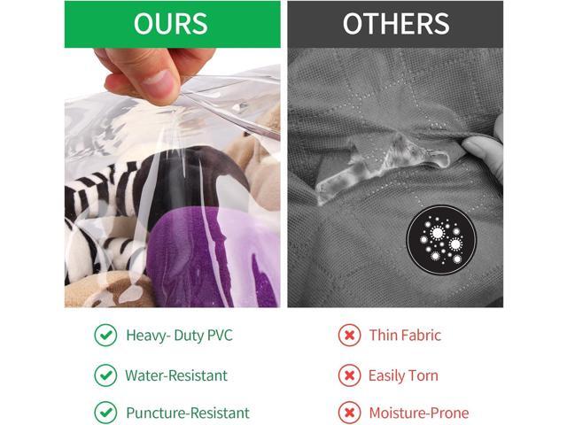 Fixwal 4pcs Clear Storage Bags for Clothes with Zipper, 35L/9.5Gal Small Plastic Closet Organizers for Blankets Sweaters Bed Sheets Comforters Toys