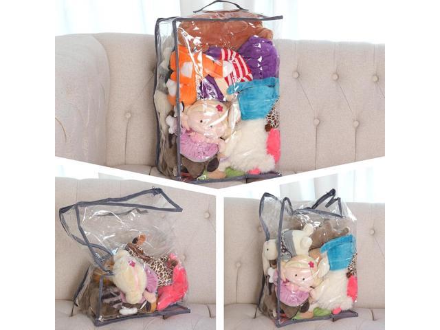 Fixwal 4pcs Clear Storage Bags for Clothes with Zipper, 35L/9.5Gal Small Plastic Closet Organizers for Blankets Sweaters Bed Sheets Comforters Toys