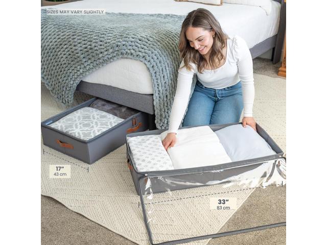 OrganiHaus Under Bed Storage Containers, Bedroom Storage and Organization Bins, Clothes Organizer for Closet with Clear Cover and Reinforced...