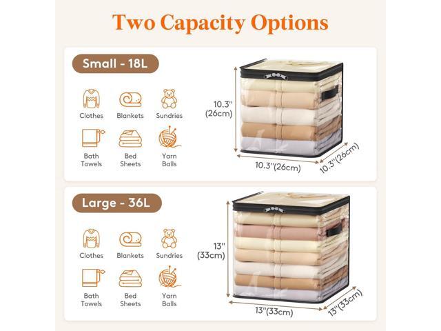 Lifewit 4 Pack Clear Clothes Storage Bags, 11 Inch Clear Cube Storage Bins, 18L Vinyl Foldable Moving Bags with Zipper, Storage Container for...