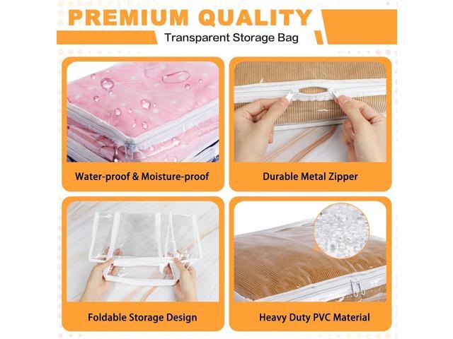 Clear Zippered Storage Bags Plastic Sweater Storage Bags with Zipper 6 Packs Clothing Organizer for Blankets Linen Sweater Bed Sheet Quilt Clothes...