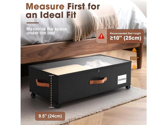 Under Bed Storage Containers with Wheels, 9.5 inches Higher Underbed Shoes Blankets Clothes Toy Storage Drawers for College Dorms Bedrooms Nursery...