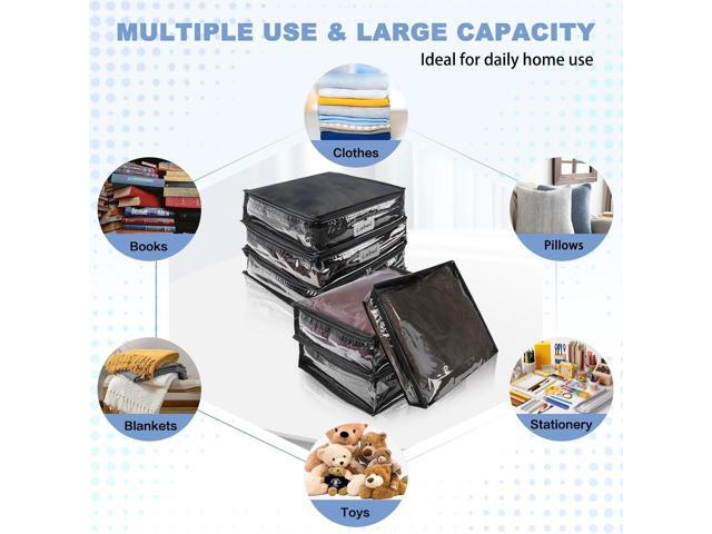 Clear Zippered Storage Bags Plastic Sweater Storage Bags with Zipper 6 Packs Clothing Organizer for Blankets Linen Sweater Bed Sheet Quilt Clothes...