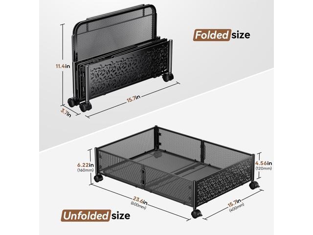 Under Bed Storage Containers with Wheels, Under Bed Shoe Storage Organizer Drawer, Tool-free Assembly Metal Storage Containers for Bedroom Clothes...