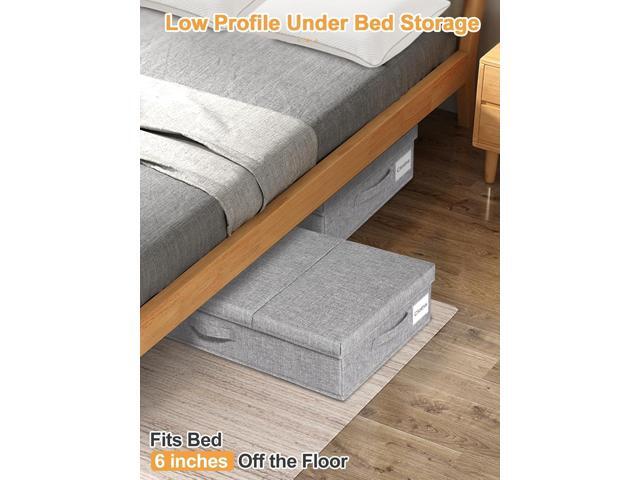 punemi Under Bed Storage With Lids, 2 Pack Large Underbed Storage Containers Clothes W/ 3 Handles, Foldable Low Profile Stackable Drawer Organizer...