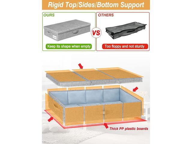 punemi Under Bed Storage With Lids, 2 Pack Large Underbed Storage Containers Clothes W/ 3 Handles, Foldable Low Profile Stackable Drawer Organizer...