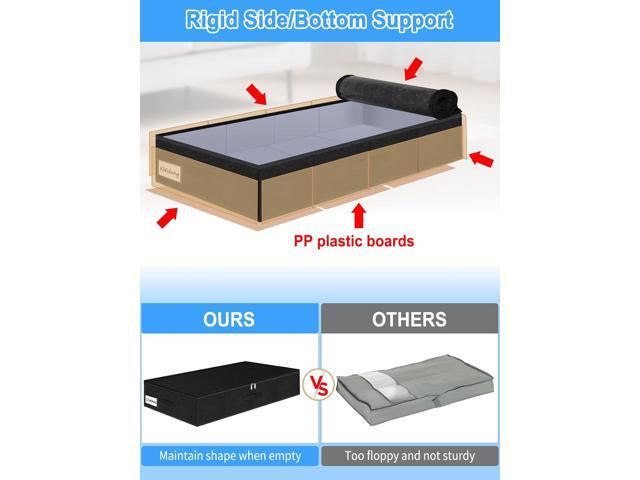 Under Bed Storage Bags with Zipper, 7 Inch Tall Underbed Storage Containers with Rigid Sides & Bottom,30x15x6.7 Inches, Large Clothes Organizer Box...