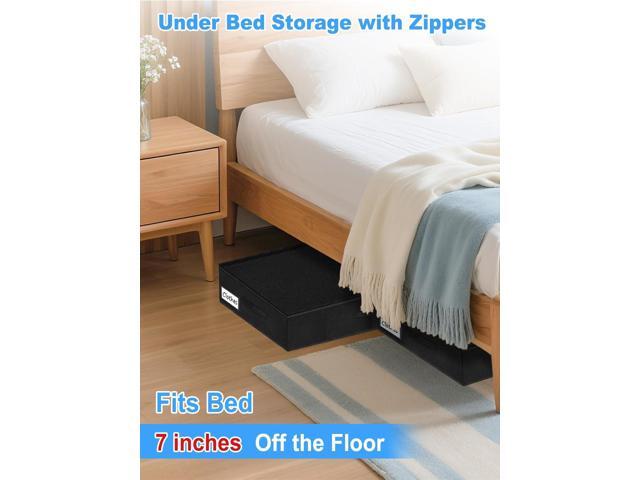 Under Bed Storage Bags with Zipper, 7 Inch Tall Underbed Storage Containers with Rigid Sides & Bottom,30x15x6.7 Inches, Large Clothes Organizer Box...