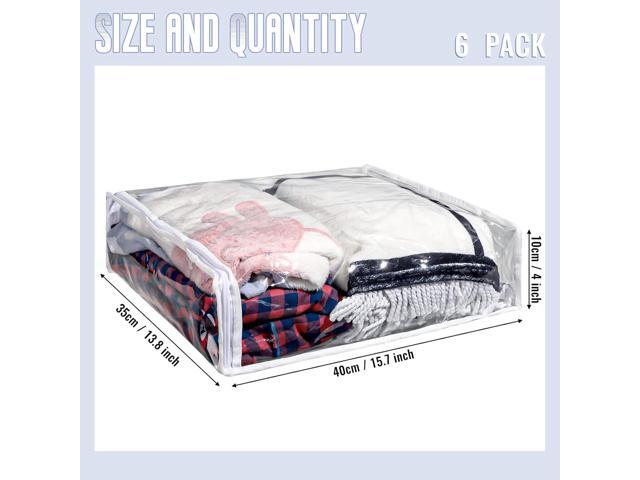 6 Packs Clear Zippered Storage Bags Sweater Moth Bags Plastic Storage for Blankets Clothes Bed Sheet Organizer with Zipper for Closet Linen Sweater...