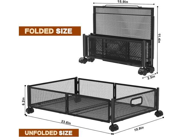 Under Bed Storage Containers,2 Pack Foldable Underbed Storage Containers with Handles and Wheels,Folding Bed Shoes Clothes Organizer,Easy Assembly...