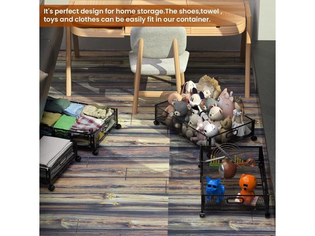 Under Bed Storage Containers,2 Pack Foldable Underbed Storage Containers with Handles and Wheels,Folding Bed Shoes Clothes Organizer,Easy Assembly...
