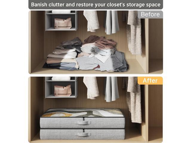 2-Pack Under Bed Storage Containers, 4.5 Inches Tall Low Profile Underbed Clothes Storage Organizer Bin with Sturdy Sidewalls/Bottom, Underbed...