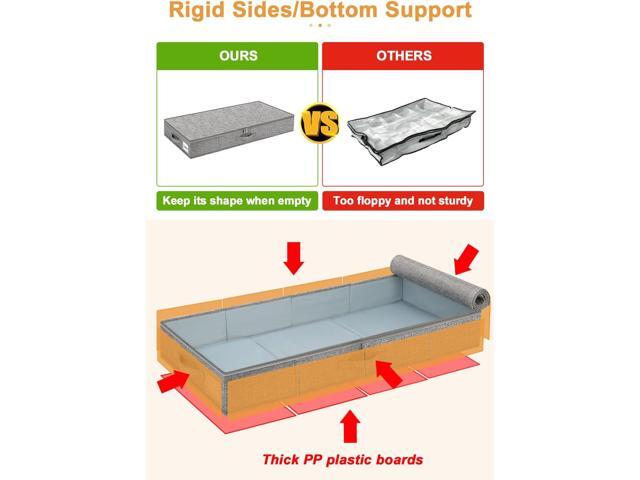 punemi Under Bed Storage Containers, 2 Pack 4.5 Inch Tall Low Profile Underbed Clothes Storage Organizer Bin with Sturdy Side & Bottom Support, Use...