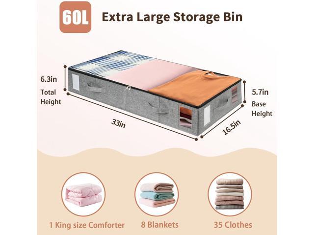 combocube 2 Pack Under Bed Storage Containers, Stackable Closet Organizers and Storage Bins with Sturdy Support, Foldable Underbed Clothes Storage...