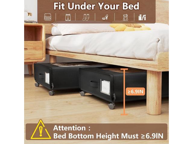 XXXXL Extra Long Under Bed Storage with Wheels,BIGGEST Size Available(66L) under the bed storage Organizer with Lid & Label,Rolling Under the bed...