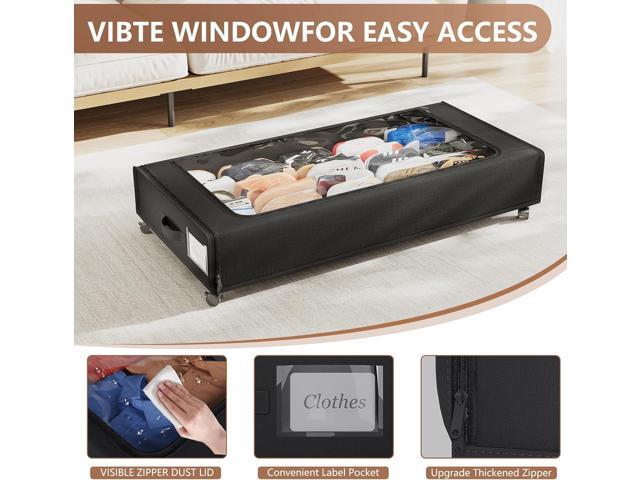 XXXXL Extra Long Under Bed Storage with Wheels,BIGGEST Size Available(66L) under the bed storage Organizer with Lid & Label,Rolling Under the bed...