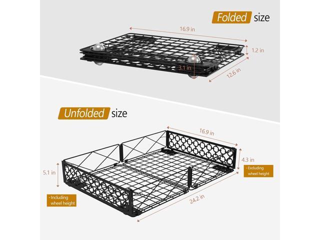 NADAMOO Under Bed Storage with Wheels, 2 Pack Rolling Under Bed Storage ContainersFoldable Metal Under the Bed Organizer Bins for Bedroom Clothes...