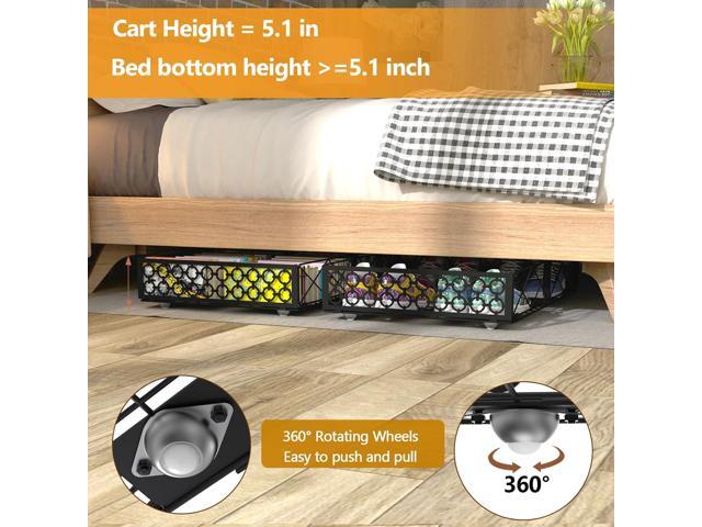 NADAMOO Under Bed Storage with Wheels, 2 Pack Rolling Under Bed Storage ContainersFoldable Metal Under the Bed Organizer Bins for Bedroom Clothes...