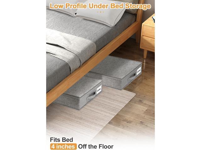 punemi Low Profile Under Bed Storage, 4 Inch Height Underbed Storage Containers With Sturdy Sidewalls & Bottom, Shallow Under Bed Organizer Clothes...
