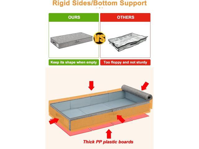 punemi Low Profile Under Bed Storage, 4 Inch Height Underbed Storage Containers With Sturdy Sidewalls & Bottom, Shallow Under Bed Organizer Clothes...