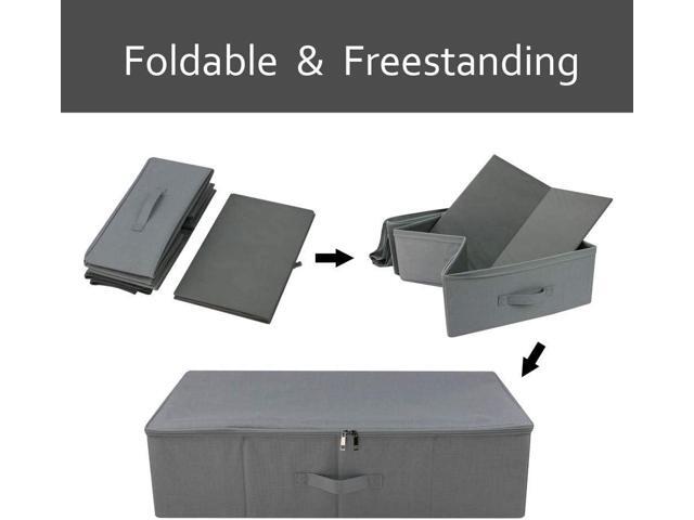 Folding Washable Dustproof Under bed Storage Bins with Lids, Underbed Storage Containers for Closet, Wardrobe Clothes, Blanket, Duvets, Sweaters...