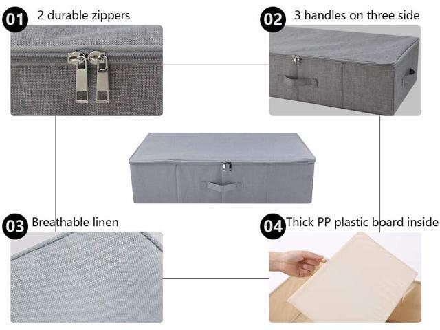 Folding Washable Dustproof Under bed Storage Bins with Lids, Underbed Storage Containers for Closet, Wardrobe Clothes, Blanket, Duvets, Sweaters...