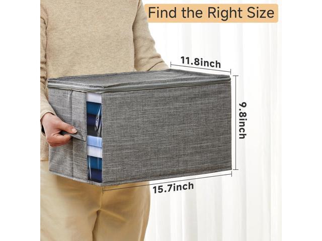 Clothes Storage Bins with Sturdy Frames, Foldable Fabric Clothing Organizer Box for Moving, Sweater Storage Cube with Lids and Zipper, Linen Closet...