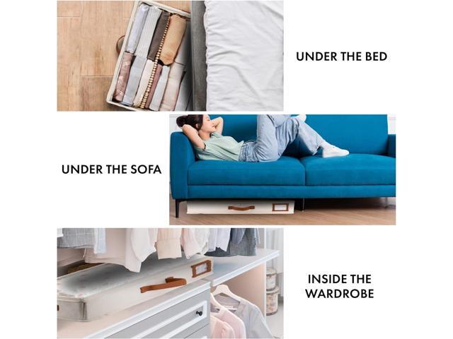 HOMELUX THEORY 2pc Low Profile Under Bed Storage Containers, Thin Under Couch Storage Organizer with Bins & Lids, Underbed Storage Box Ideal for...