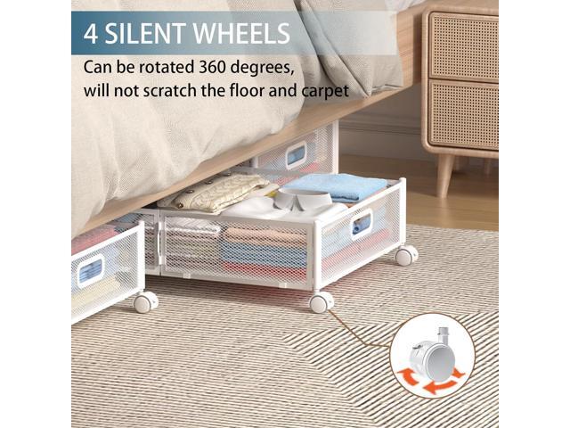 Under Bed Storage Containers, Under Bed Shoe Storage With Wheels, Foldable Bedroom Storage Organization with Handles, Under Bed Storage Bins Drawer...
