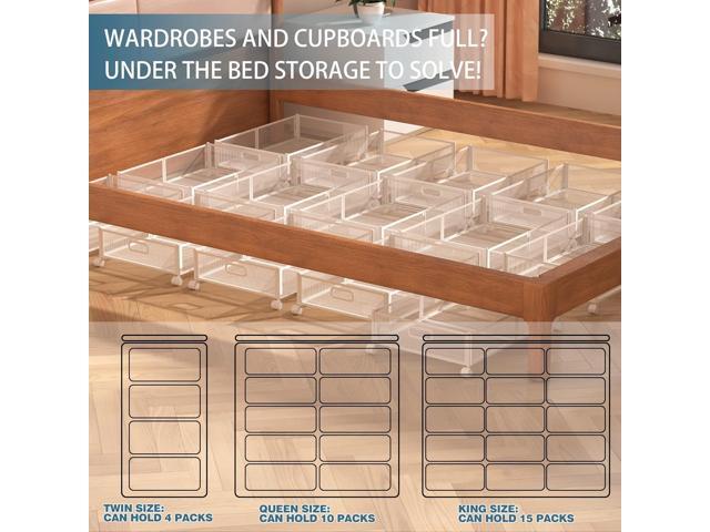 Under Bed Storage Containers, Under Bed Shoe Storage With Wheels, Foldable Bedroom Storage Organization with Handles, Under Bed Storage Bins Drawer...