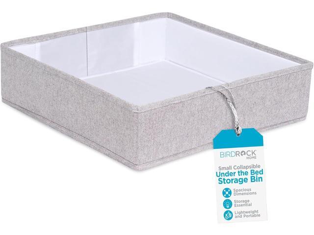 Internet's Best Small Collapsible Under the Bed Storage Bin - Small Square - 14.5 x 14.5 - Short Closet Shelf Open Storage - Rigid Frame Canvas.
