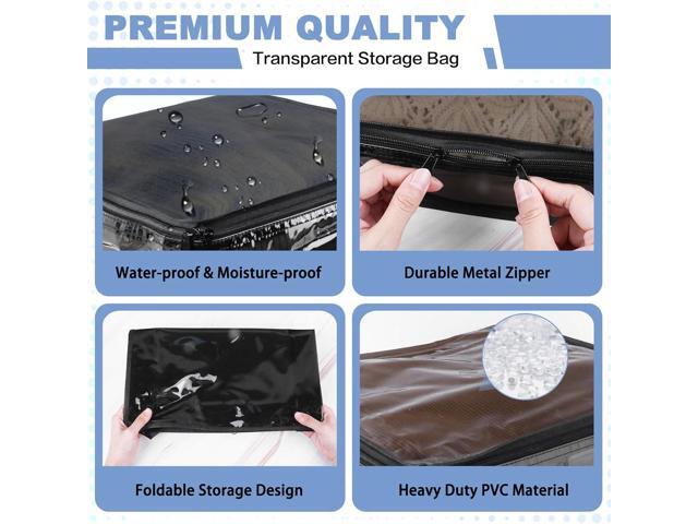 Clear Zippered Storage Bags Plastic Sweater Storage Bags with Zipper 6 Packs Clothing Organizer for Blankets Linen Sweater Bed Sheet Quilt Clothes...