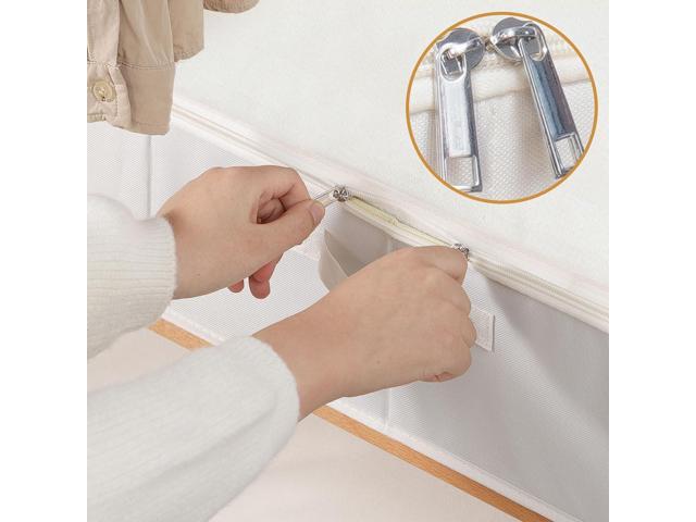 Under the Bed Storage Bins, Closet Organizers with Reinforced Handles for Blanket, Sheets, Pillows, Towels, Shoes, Beige, 2 Pack, 23.6 x 11.8 x 5.9...