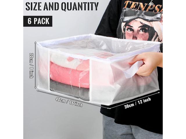 6 Pcs Clear Storage Bags Zippered Plastic Clothes Containers Case Fabric Blanket Organizer Large Storage Bins with Handles for Bedding Sheets...