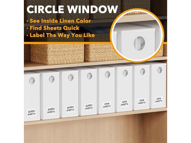 SpaceAid 8 Pack Bed Sheet Organizers and Storage, Foldable Organizer for Linen Closet, Sheets Set Folder Keeper with Window XL (Queen & King Size)...