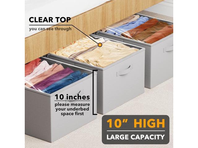 SpaceAid 3 Pack 10' High Under Bed Storage Containers, Large Underbed Storage Organizer Bins with Lids for Bedroom, Dorm, Clothes, Closet...