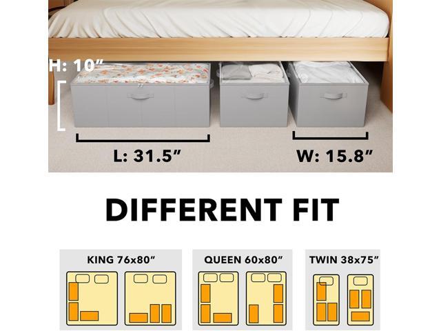 SpaceAid 3 Pack 10' High Under Bed Storage Containers, Large Underbed Storage Organizer Bins with Lids for Bedroom, Dorm, Clothes, Closet...