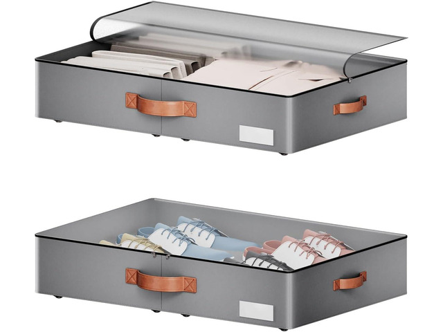 Under bed Storage With Wheels,Low profile 5.5 inches Height Storage Bins,Rolling Under bed Shoe Storage Containers,Under bed Storage Drawers for...