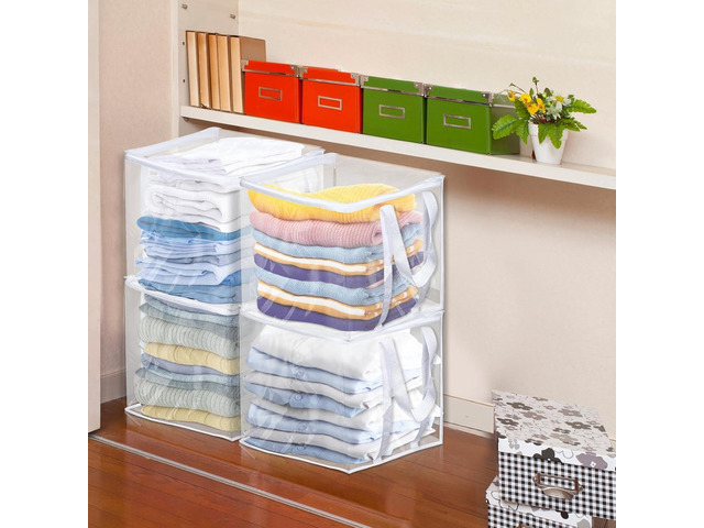 6 Pcs Clear Storage Bags With Zipper 12 × 12 × 12 inch PVC Clear Clothes Storage Bags with Reinforced Handles Moving Bag with Zippers for Clothes,...