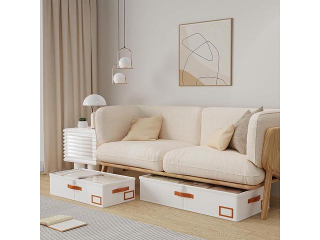 Yawinhe Under Bed Storage, 2 Pack Closet Organizers, Collapsible Container Bags, with Sorting Card Slot and 4 Leather Handles, for Blanket,...